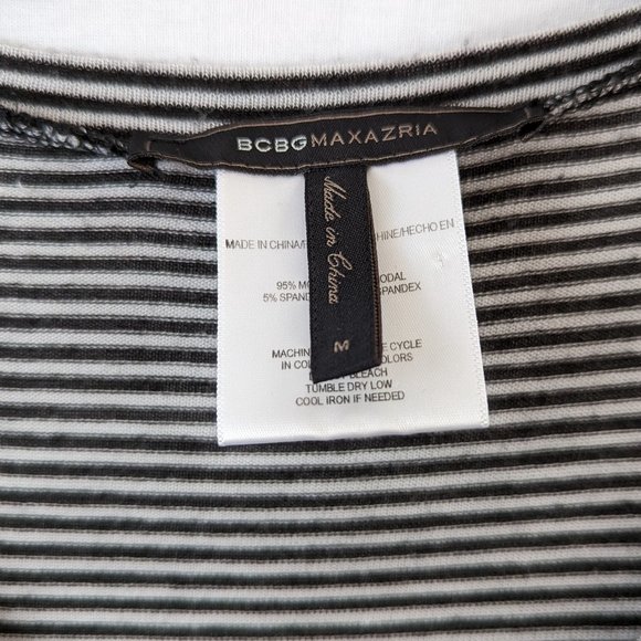 BCBGMAXAZRIA Pinstripe Short Sleeve Shirt Size Medium - Picture 7 of 11